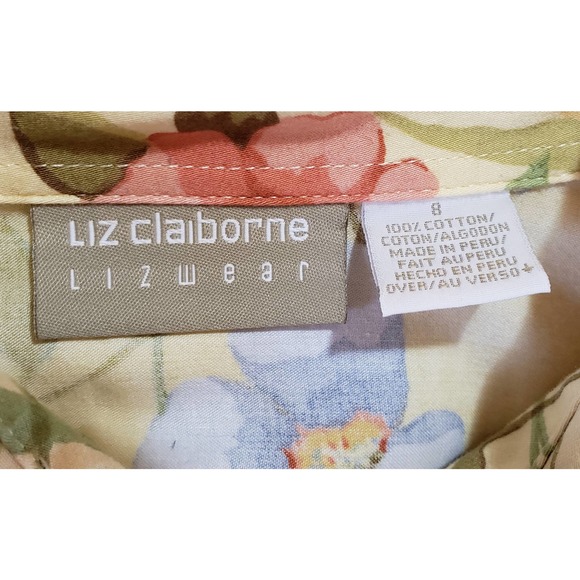 Liz Claiborne/ Liz wear cotton size 8 yellow long sleeve button up woven top - Picture 5 of 5